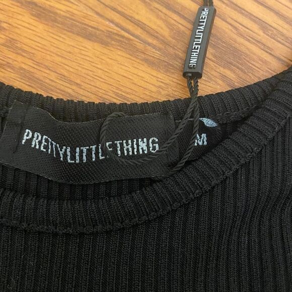 Pretty Little Thing Black Ribbed Bralette / Crop Top Medium - Picture 4 of 4